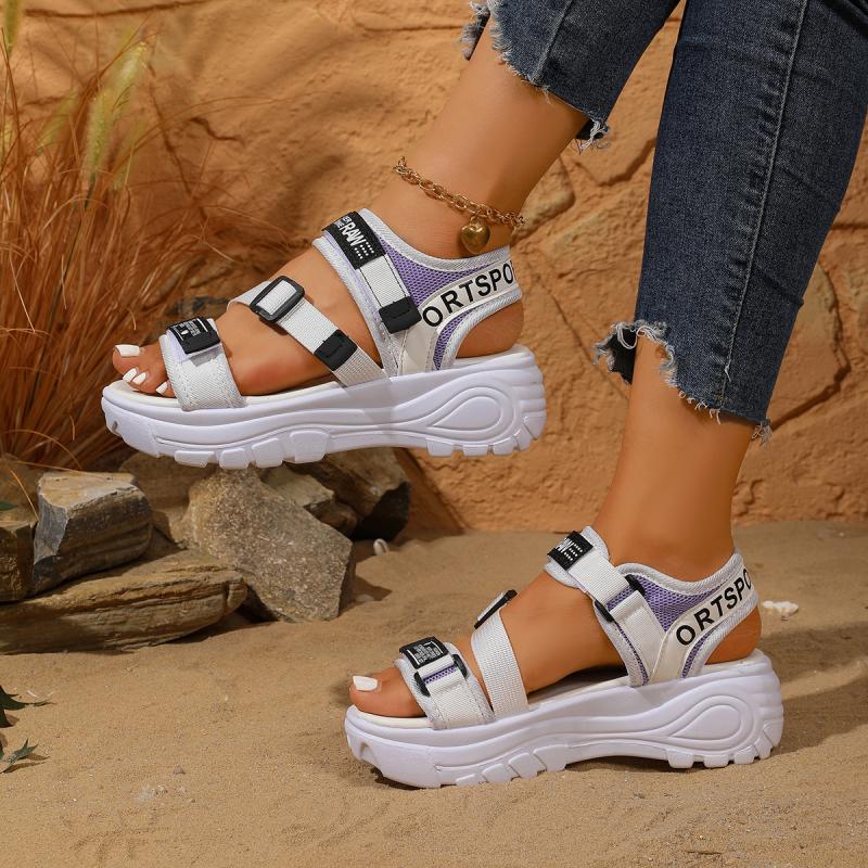 Fashion Chunky Platform Sports Sandals Women Wedges Height Increasing Shoes Woman 2025 Summer Thick Bottom Hook Loop Sandalias Plus Size