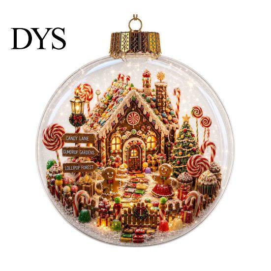 Ornamenti per Albero di Natale Ornamento Storia Luminosa, Mini Scena Festiva in Palla Decorazione da Appendere, Sfere Acriliche Luminose Ciondolo Trasparente per Natale