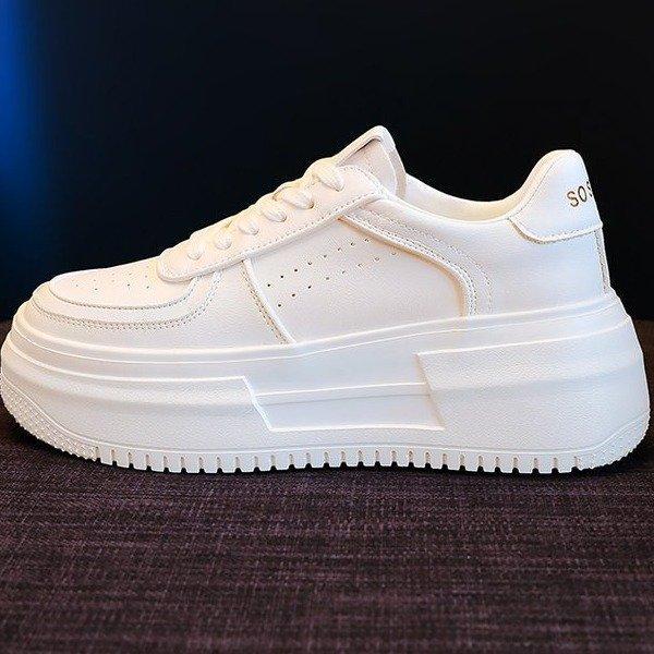 

Детские кроссовки на платформе 2025 осень новые резиновые мягкие подошвы маффин женские однотонные повседневные белые туфли смешанная партия 40 белый