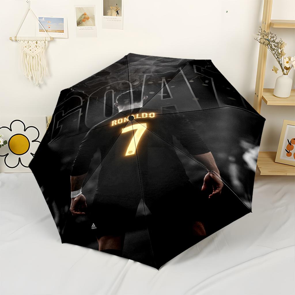 Ronaldo's Legacy Soccer Outdoor Automatic Umbrella Folding Umbrella with 8 Ribs Foldable Design Travel Essential Elegant Women's Umbrella