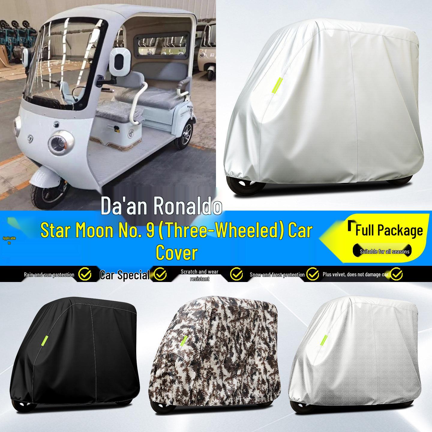 

Daan Ronaldo Star Moon No. 9 Electric Tricycle Rain & Sun Canopy Cover Aluminum Film Silver Checker