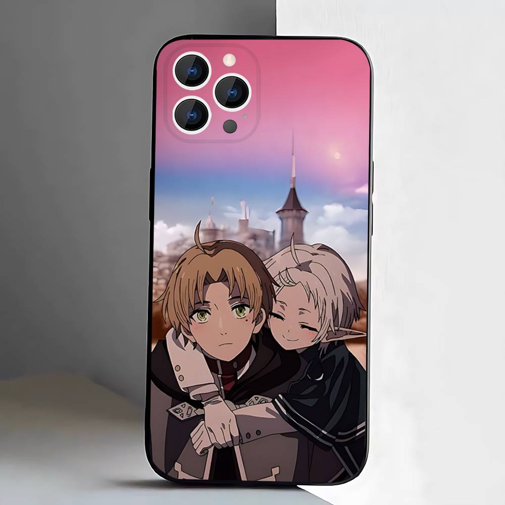 Custodia per Telefono Mushoku Tensei Jobless Reincarnation Per iPhone 17,16,15,14,13,12,11,Pro,XS,Max,XR,Plus,E,SE4,Mini Cover Morbida Nera