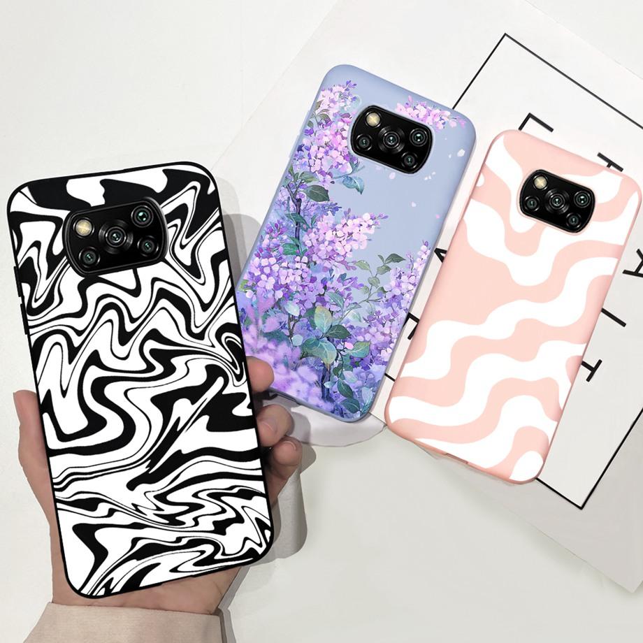 Pro Xiaomi Poco X3 Pro Pouzdro Poco X3 NFC Kryt Květina Roztomilý Kočka Malba Nárazník Skořápka Na PocoX3 X3Pro x3nfc Měkký Luxusní Silikon