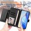 Wallet Phone Case for OPPO Reno 12F with Zipper Card Holder, Detachable Strap, Kickstand, Magnetic Closure
