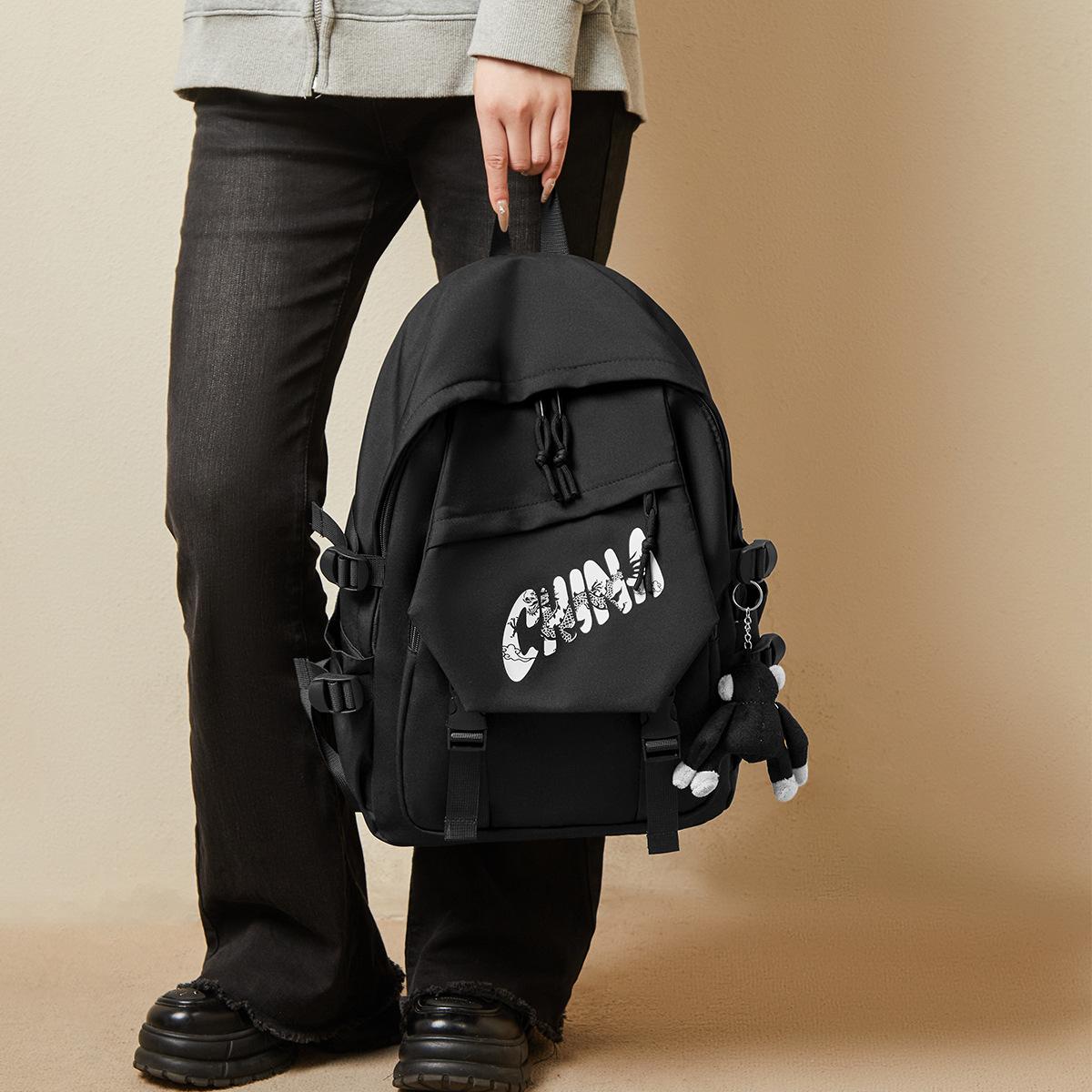 

2025 New Style Women s Backpack Simple Versatile Large Capacity Travel Backpack for Middle School High School College Students 30.5CM*44CM*8CM чёрный