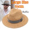 Große Natur-Raffia Jazz-Strohhut für Herren Damen Breiter Rand Sommer-Sonnenhut UPF50+ Reise-Panama-Strandhut Vintage 57-63cm