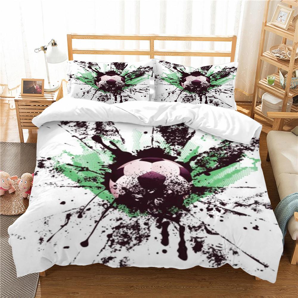 Bettwäsche-Set, 2/3-teilig, Bettbezug, 3D-Fußballdruck, Heimbettwäsche, Polyester-Mikrofaser, waschbar, für Schlafzimmer