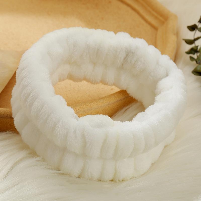 Women's Flannel Spa Headband & Wristband Set, Absorbent Wrist Bands for Face Wash