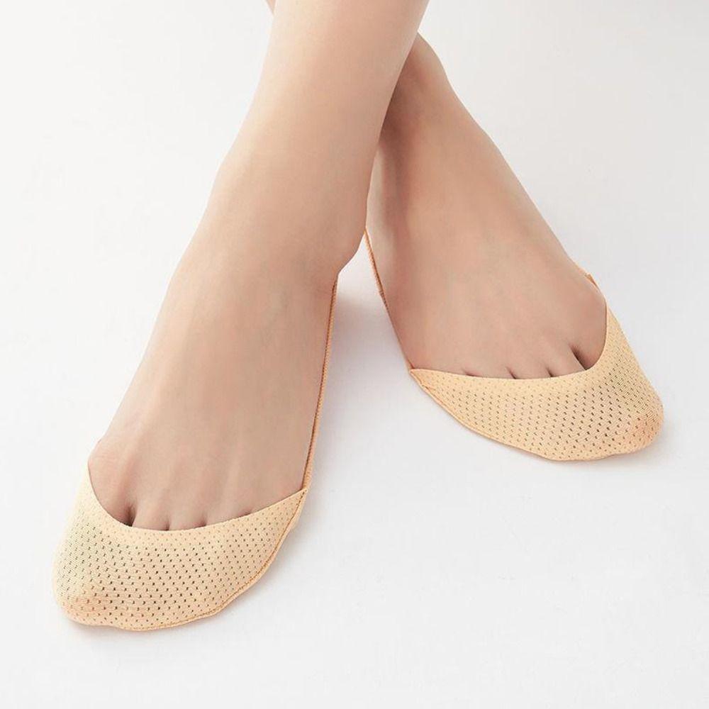 5Pairs Breathable Half Feet Socks Invisible Half Palm Socks Elastic Mesh Boat Socks  Women