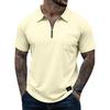 Men's Casual Zipper Collar Lightweight Breathable Short-Sleeve Top