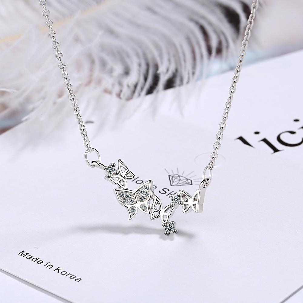 Korean Style Sweet Butterfly Necklace for Women - Retro Simple Hollow Clavicle Chain