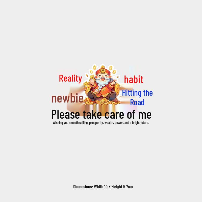 New Driver Alert Rear Windshield Sticker - Happy God of Wealth Design
