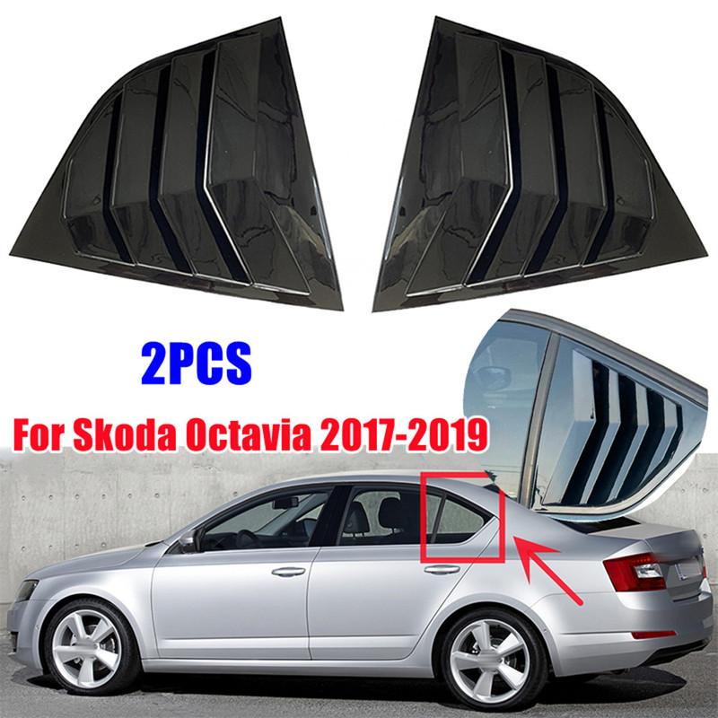 For Skoda Octavia MK3 2013- Car Rear Window Louver Shutter Cover Side Vent Blinds Trim Sticker ABS Exterior Accessories матовый черный
