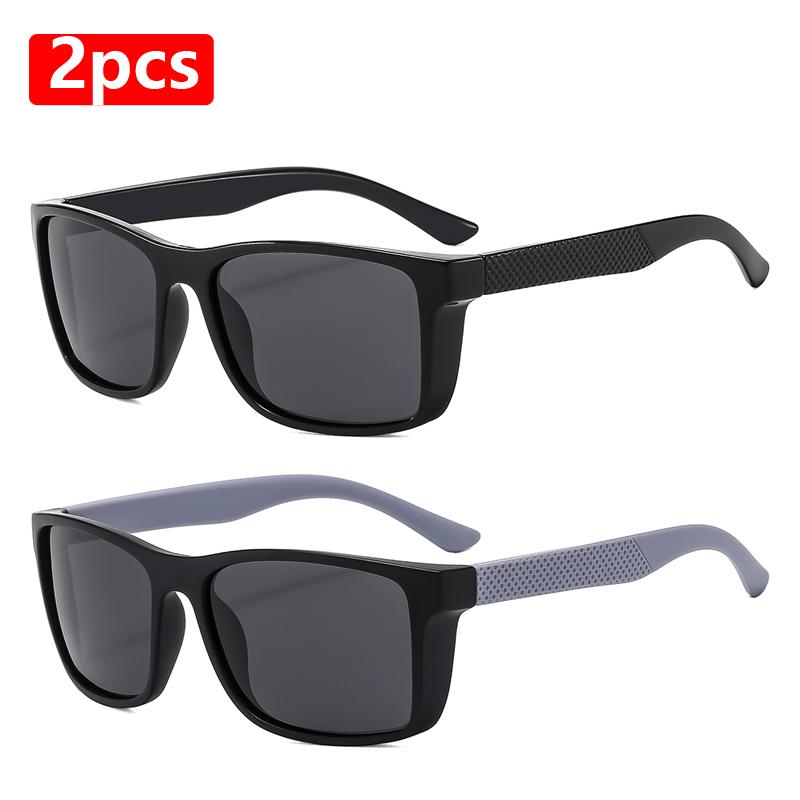 2pcs Sets Classic Sunglasses Men Women Polarized Sun Glasses Retro Square Driving Fishing Shades UV400 Glasses Outdoor Eyewear