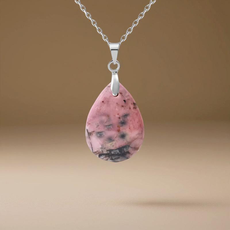 High quality hot selling natural crystal stone water drop pendant necklace jewelry simple fashion necklace merchandise jewelry