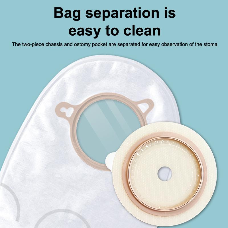 Two Piece Non Woven Ostomy Bag With Hook And Urination Valve Disposable Colostomy Pouch Supplies Ileostomy Stoma Care