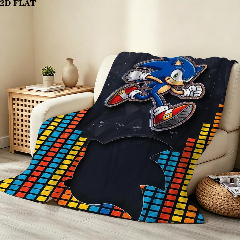 Sonic Printed Flannel Blanket, soft throw for bedroom sofa, washable, Christmas present, great gift.