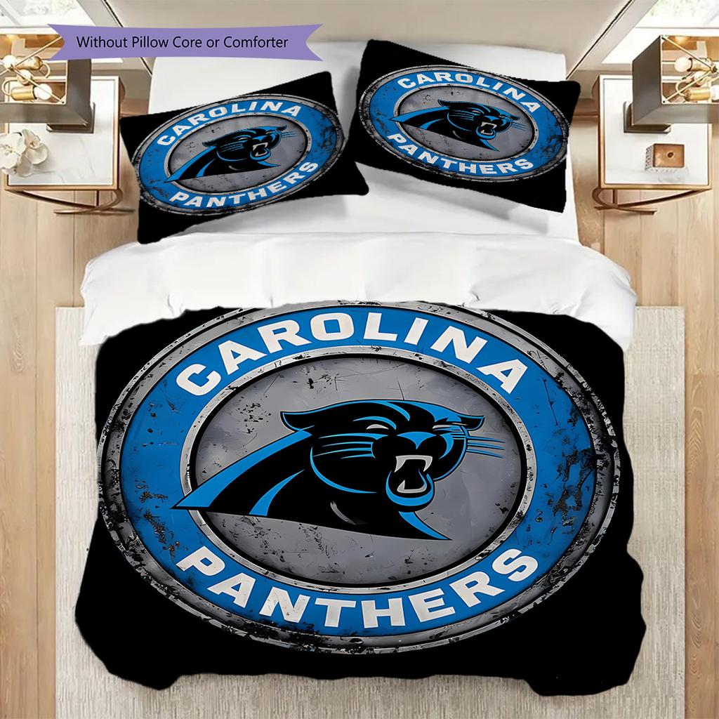 Carolina Panthers Pattern Bedding Quilt Set Quilt Cover Pillowcase Home Decoration Birthday Gift (1 * Duvet Cover + 2 * Pillowcase, Without Core)