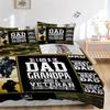 3pcs World's Best Veteran Dad Quilt Cover Set, Soft & Comfortable Polyester Fabric, All-Season Breathable For 1 Quilt Cover & 2 Pillowcases (No Core)