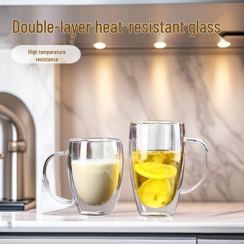 Zhenqi Goose Egg Double Wall Glass Mug with Handle