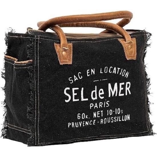 Холщовая ручная сумка Большая сумка из переработанного холста и воловьей кожи Сумка — фото 3