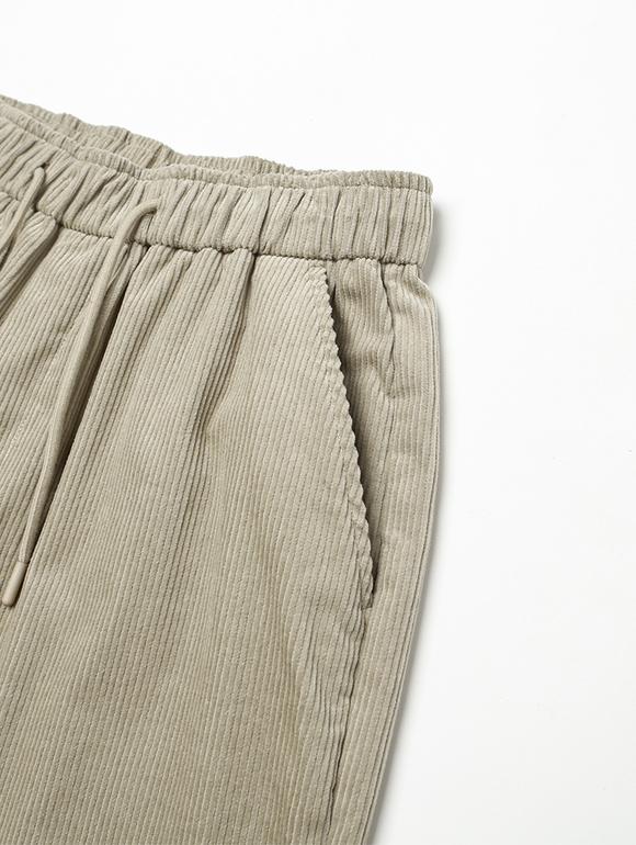 UCLA Unisex Corduroy Full Elastic Wide Pants [Beige](Uzalp82_25)