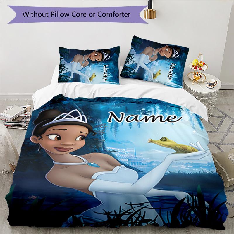 3pcs Princess5 Cover Set - Personalized Name, HD Printed Bedding with 1 Cover and 2 Pillowcases - Perfect for Home Decor, Easy Care