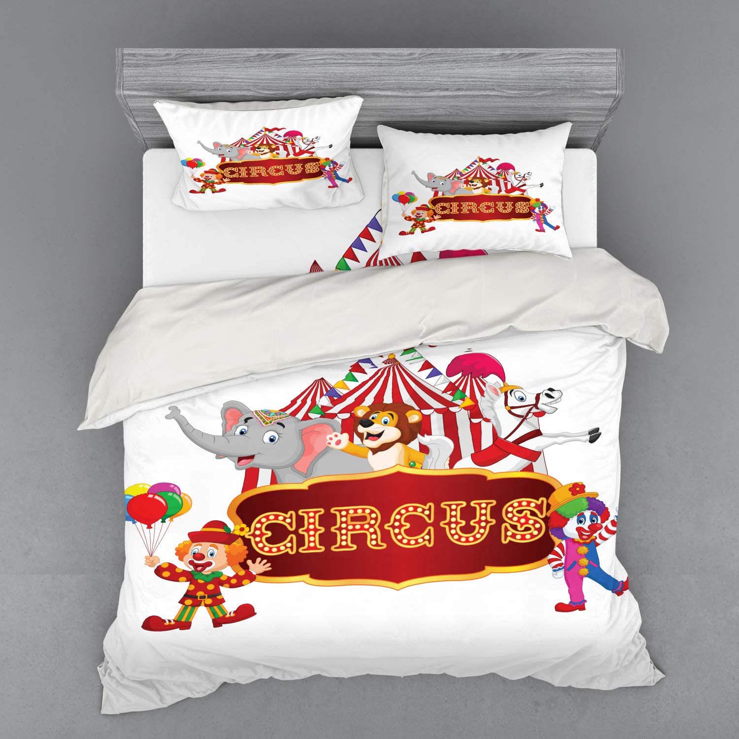 

Circus Duvet Covers for Kids Boys Girls Queen Size Lightweight Down Quilt Covers Room Decor 2 Pillowcases 1 Duvet Cover No Quilt (135x200cm)