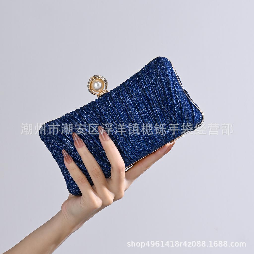Luxury Design Women Evening Clutch Bag Shoulder Bag Party Wedding Prom Birthday Long Square Bags Pleated Elegant Handbag Purse