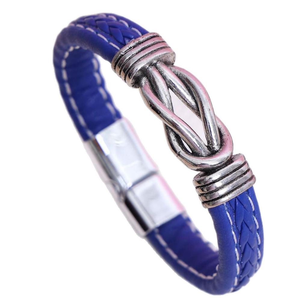 Retro Alloy & Leather Men's Bracelet - European & American Style, Braided Design, Titanium Steel Trend.
