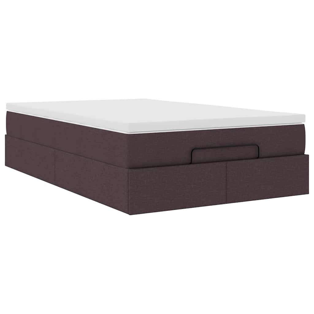 Ottoman Bed with Mattress Dark Brown 120x190 Cm Fabric