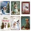 6pcs Vintage Christmas Theme Metal Tin Signs 6pcs Set Retro Iron Wall Art Plaques with Holiday Greetings Rustic Decor for Home
