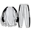 Men's Korean Version Slim Fit Youth Round Neck Sports and Leisure Suit Two Piece Set