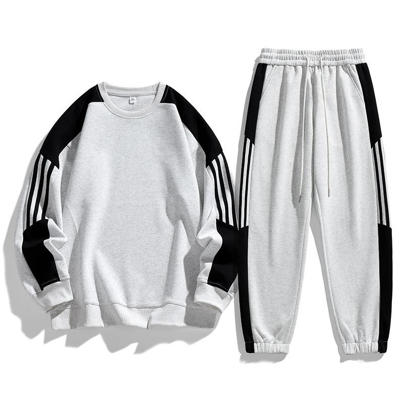 

Мужской приталенный молодежный спортивно-повседневный костюм из двух предметов в корейском стиле с круглым вырезом M серый