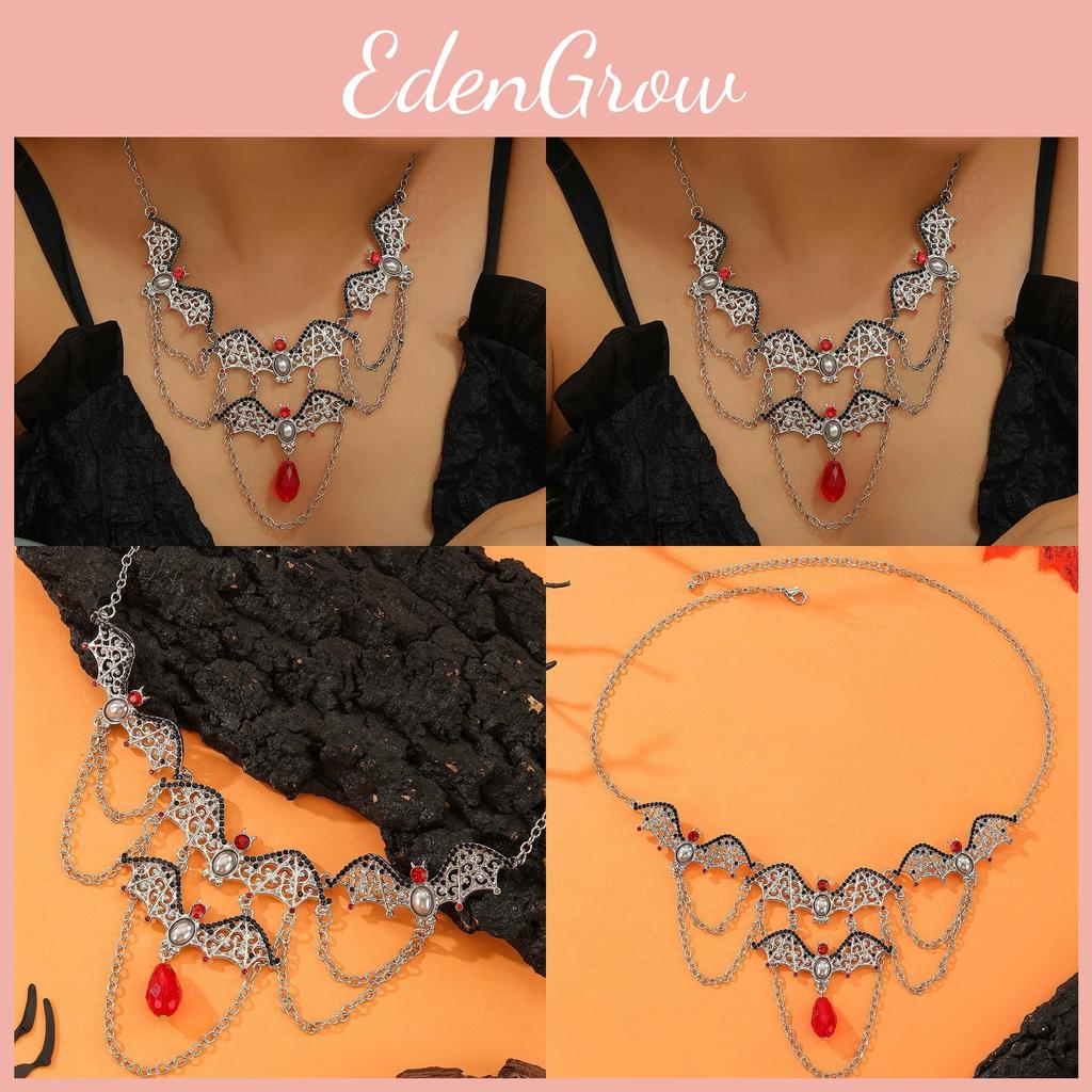 Dark Fashion Bat Pendant Necklace With Alloy Hollow Charm And Animal Element For Party Accessory