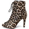 Mode Peeptoe Sommer Frühling Stiefeletten für Damen Sexy Absätze Jazz Tanzschuhe Damen Schnürschuhe Schwarz Rot Leopard Partyschuh Weiblich