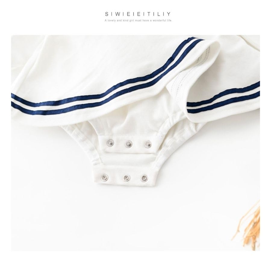Long Sleeve 66cm Sailor Style Baby Clothes for Girls Short Sleeve Long Sleeve Romper One Piece Cute Outing Spring Summer Newborn Korean Clothes with
