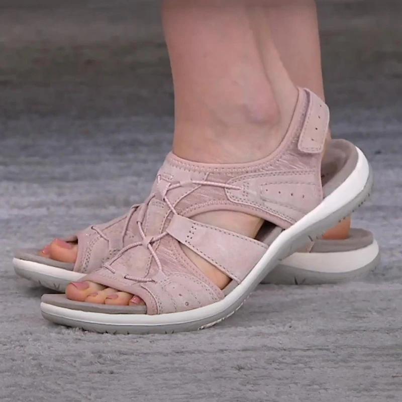 35-43 Große Größen Damen Sport Sandalen Einfarbig Aushöhlen Sommer Casual Lady Sandalias Kordelzug Einstellbar Bequeme Outdoor Strandschuhe Zapatos