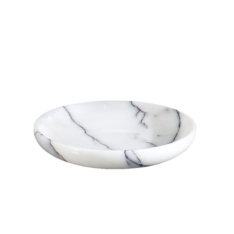 Marble Round Serving Tray Living Room Decor Luxury Minimalist Fruit Dish Jewelry Display Stand