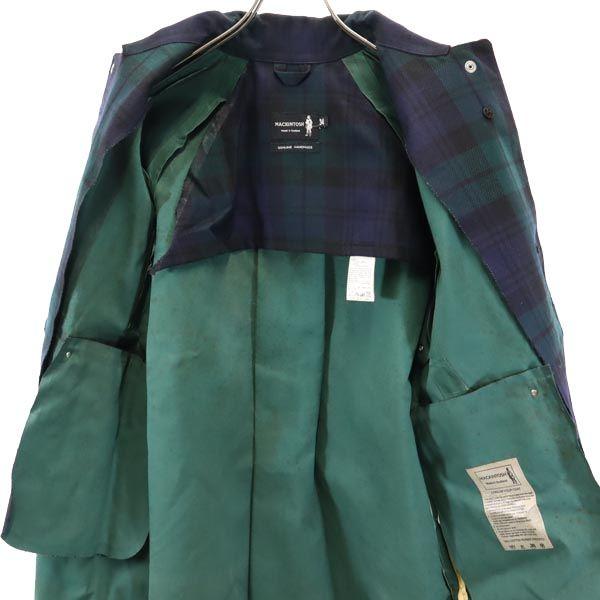 Mackintosh check Long sleeve Stainless collar coat 34 green x blue Women Used