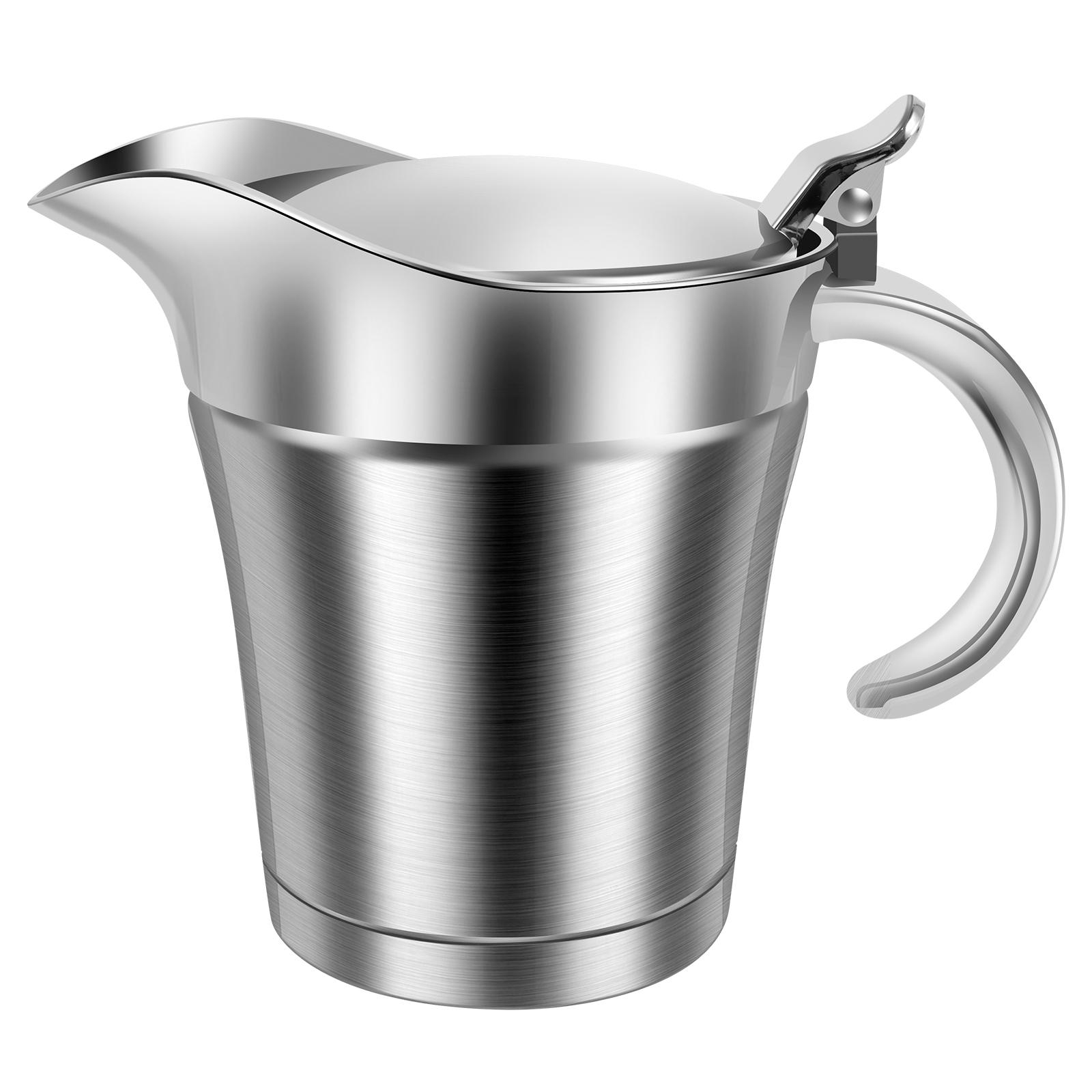 450/750 ML Gravy Jug Stainless Steel Wide Spout Gravy Boat Double Wall Gravy Sauce Jugs with Lid for Home Kitchens Accessories