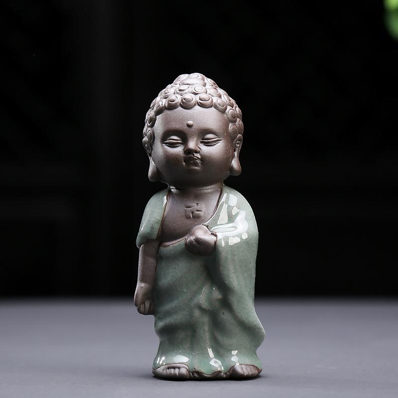 Figurines & Miniatures Monk Tea Pets Zen Living Room Decoration Buddhist Geyao Micro Landscape Home Decor Ceramic Ornaments