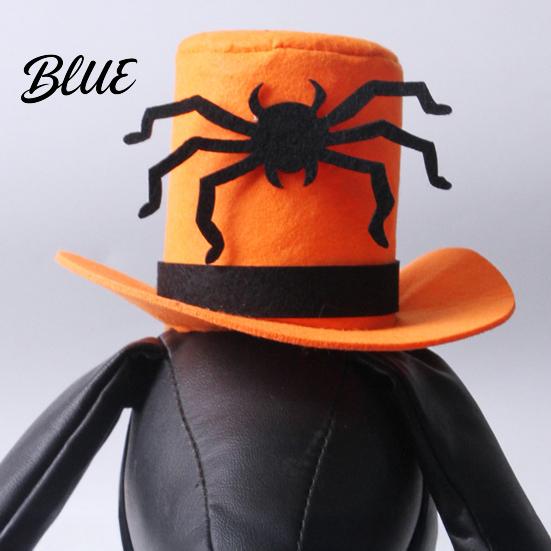 Adjustable Dog Hat Halloween Cat Top Hat Orange with Strap Comfortable Black Spider for Small Dogs Festive Party Costume Slip-resistant