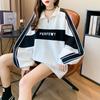 Plus Size Women Polo Collar Long Sleeve Sweatshirt Spring Autumn Loose Casual Zipper Hoodie Oversized Pullover Tops