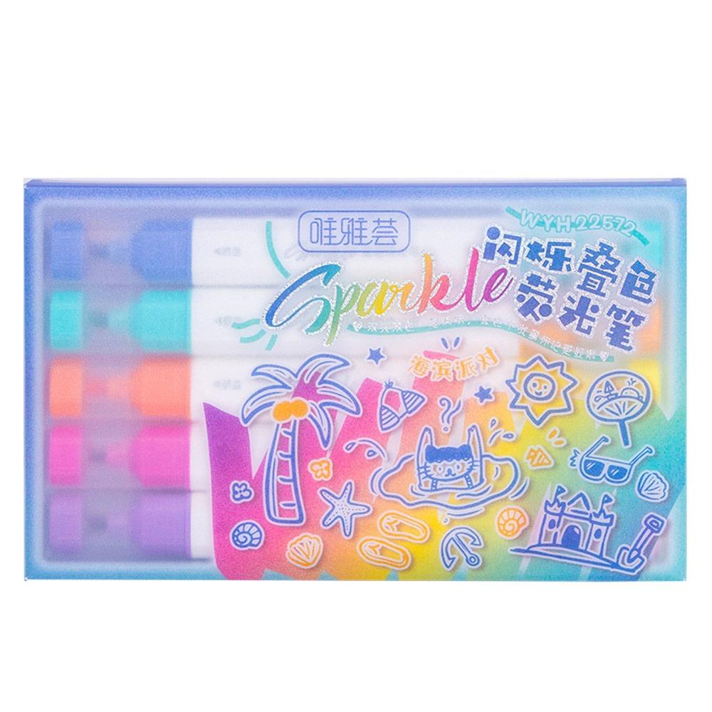 5PCS/Set Double Head Art Marker Pen Stationery Gift Painting Graffiti Pen Highlighter  Students