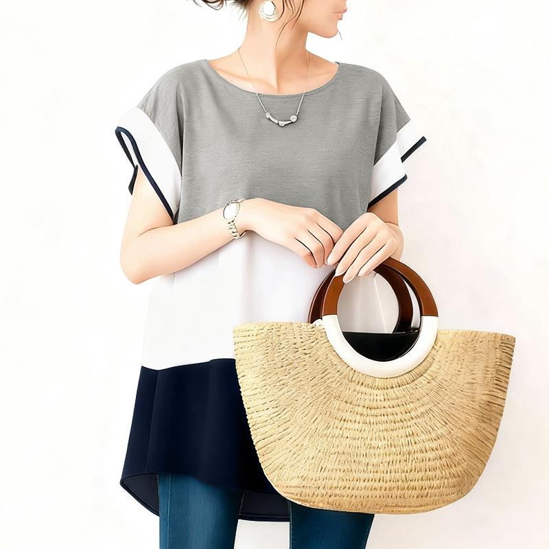 

ZANZEA Женская повседневная летняя свободная блузка с круглым вырезом и коротким рукавом 5XL серый