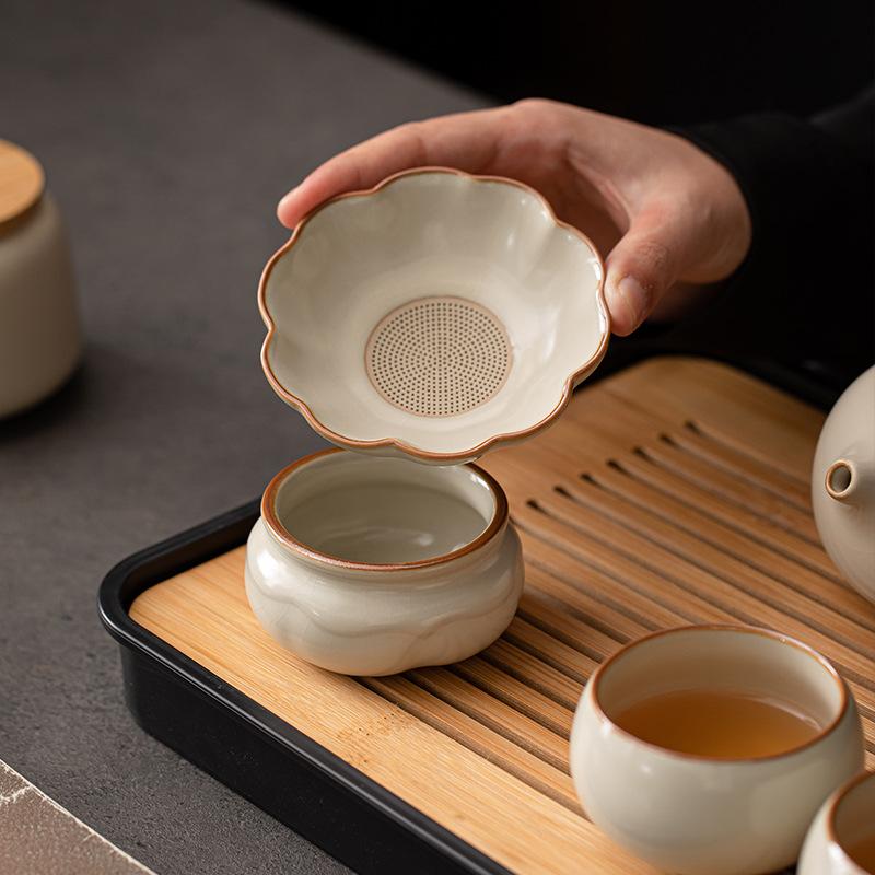 Ru Kiln Beige Tea Residue Filter, Tea Leak, Kung Fu Tea Set Accessories Can Raise High-end Light Luxury Boutiques
