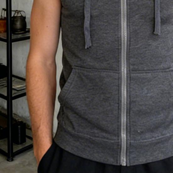 Gilet Uomo Yousheng Apertura con Zip Gilet Leggero con Cappuccio con Grandi Tasche Colore Unico Top Estivi per la Corsa Casual