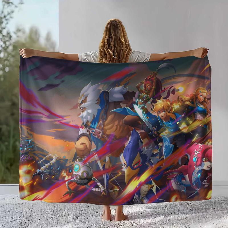 Retro Z-Zelda Cartoon Link Games Flannel Blanket,Ultra Soft Warm Plush Throw for Home Bedroom Bed Sofa Cover Camping Picnic Kid