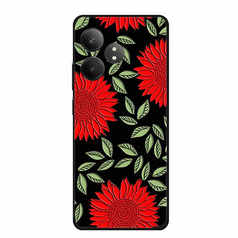 3D Emboss Case For Realme GT Neo6 Neo 6 SE 6SE Phone Case Flowers Silicone Soft Coque For Realme GT 6 T 6T Back Cover Case Funda
